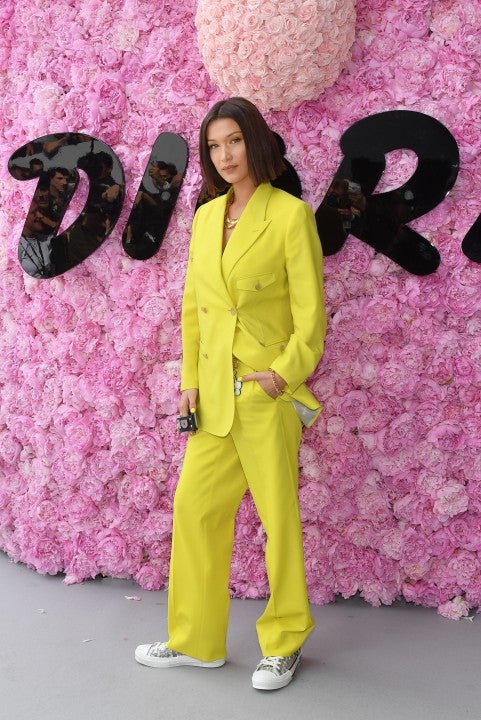 Bella Hadid yellow eyeshadow at Dior show