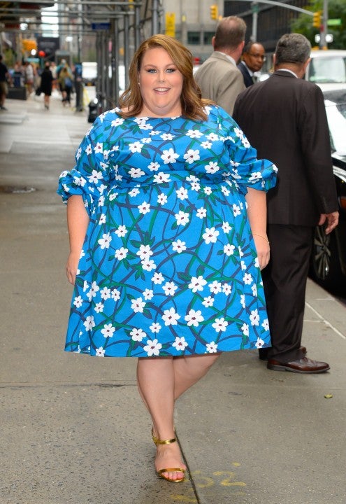 Chrissy Metz in blue floral dress