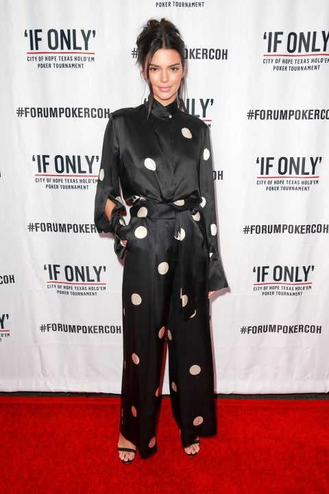Kendall Jenner satin polka dot outfit