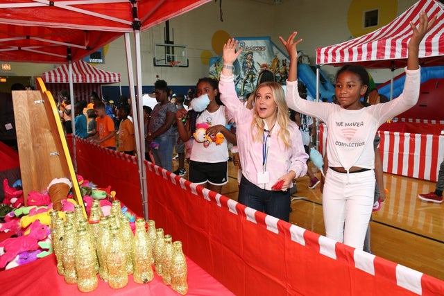 Shawn Johnson at blessings in a backpack event