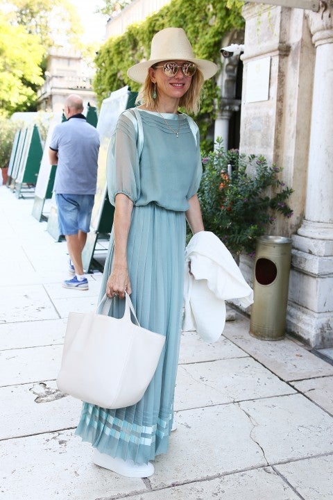 Naomi Watts in blue dress Venice Film Festival arrival