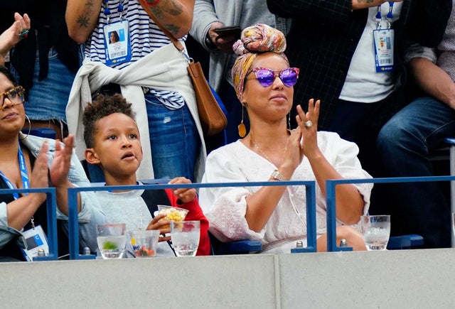 Alicia Keys and son Egypt Dean at the 2018 U.S. Open on Sept. 8.