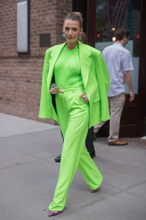 Blake Lively in neon green suit