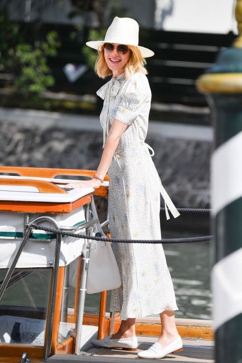 Naomi Watts on boat in Venice