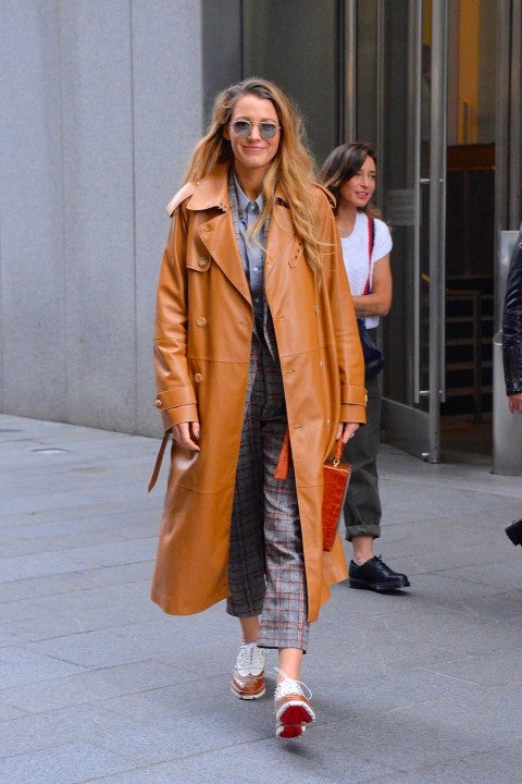 Blake Lively in trench coat in NYC