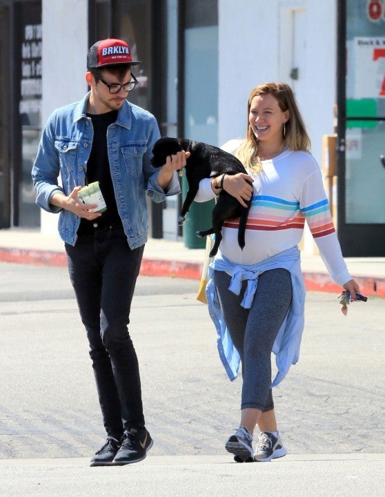 Matthew Koma and Hilary Duff in Studio City with their dog
