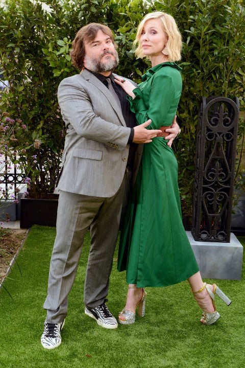 Jack Black and Cate Blanchett at the house with the clocks in its walls premiere