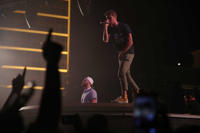 Alex Pall and Andrew Taggart of The Chainsmokers perform at XS Nightclub at Wynn Las Vegas on Sept. 14