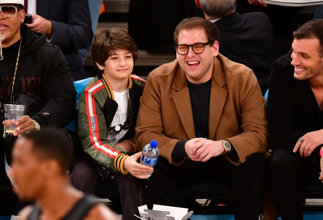 Sunny Suljic and Jonah Hill at knicks game