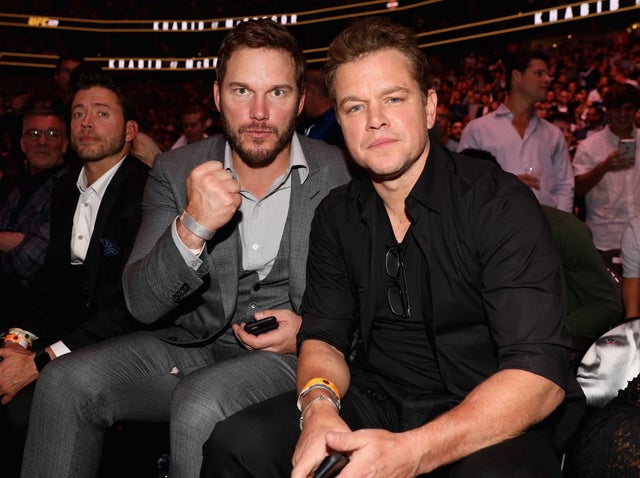 Chris Pratt and Matt Damon at UFC 229