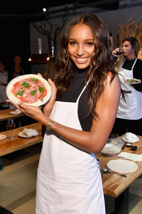 Jasmine Tookes at pizza making party