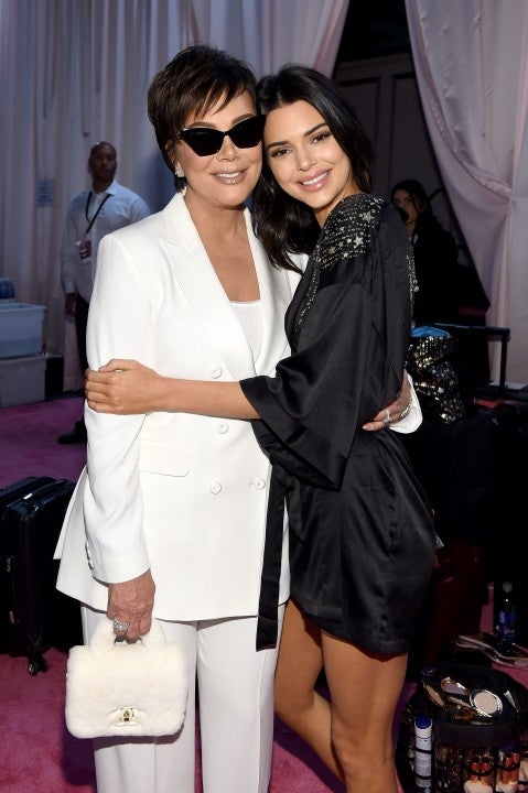 Kris Jenner and Kendall Jenner backstage at victoria's secret fashion show