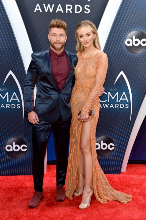 Chris Lane and Lauren Bushnell at the 52nd annual CMA Awards