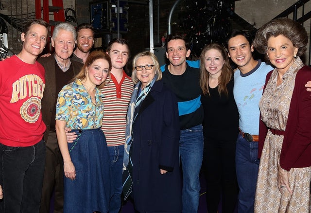 Bill, Hillary and Chelsea Clinton see torch song on broadway