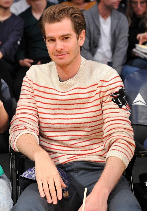 Andrew Garfield at Lakers game