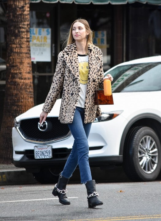 Whitney Port in leopard coat in LA