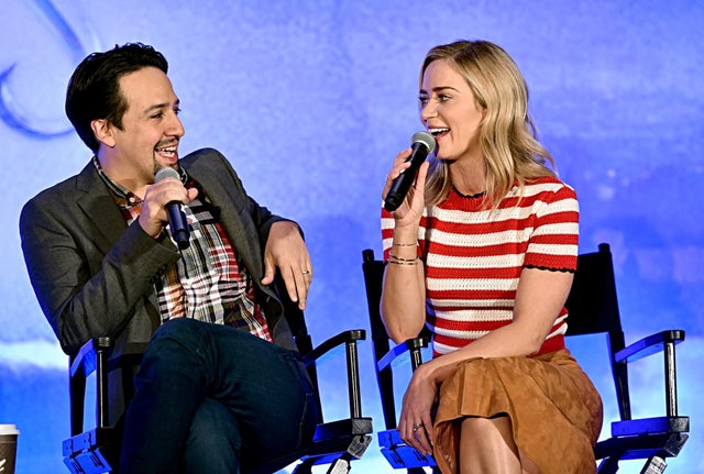 Lin-Manuel Miranda and Emily Blunt at mary Poppins returns press conference