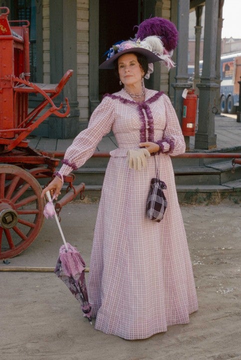 Katherine MacGregor as Harriet Oleson in NBC's 'Little House on the Prairie' in 1979