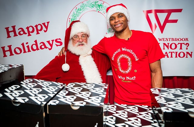 Russell Westbrook and Santa