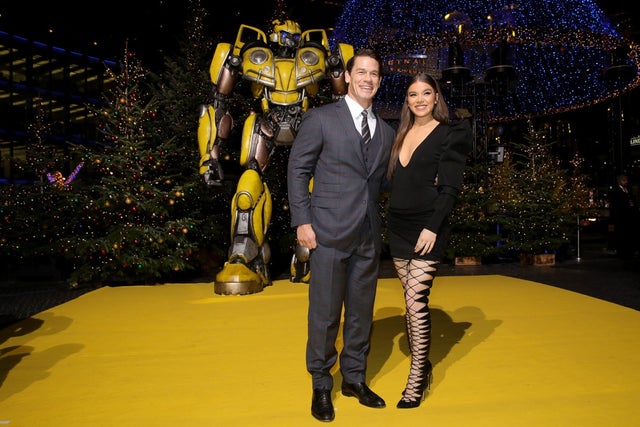  Hailee Steinfeld and John Cena at a photo call for Bumblebee