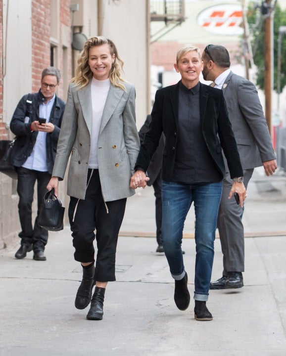 Portia de Rossi and Ellen DeGeneres at Jimmy Kimmel Live