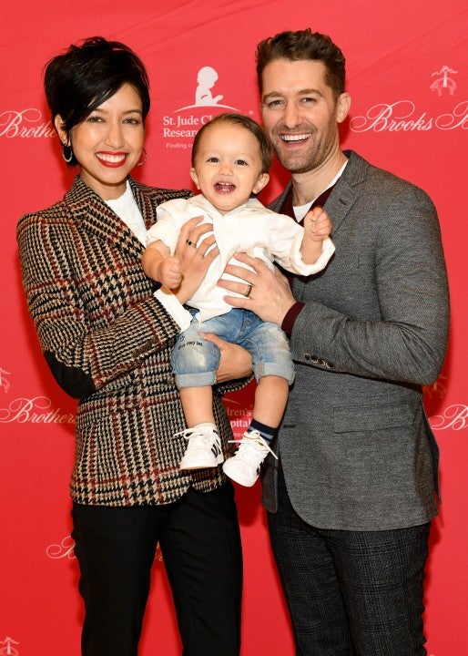 Matthew Morrison with son and wife at st jude xmas party