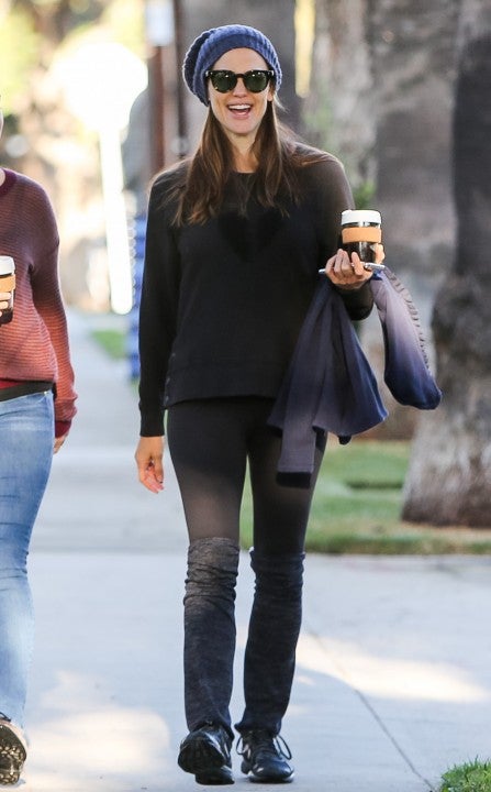Jennifer Garner with coffee on a walk in LA