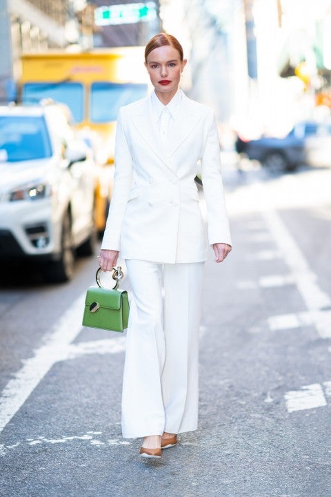 Kate Bosworth in white suit in NYC