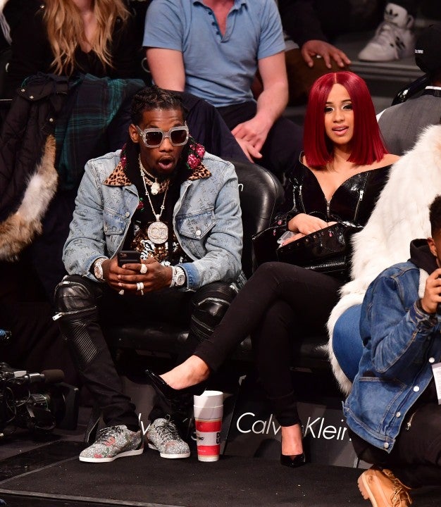 Offset and Cardi B at Knicks game in March 2017