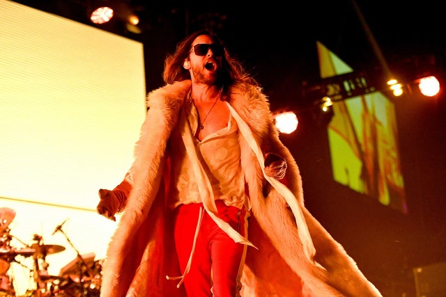 Jared Leto and Thirty Seconds to Mars performing at the KROQ Almost Acoustic Christmas at The Forum on Dec. 8