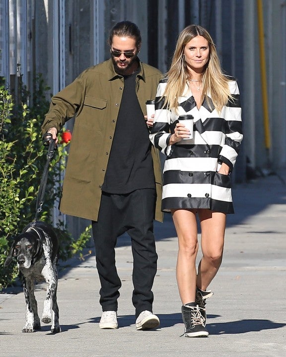 Tom Kaulitz and Heidi Klum walking dog in LA