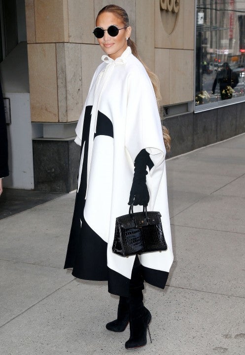 Jennifer Lopez in black-and-white look at abc studios