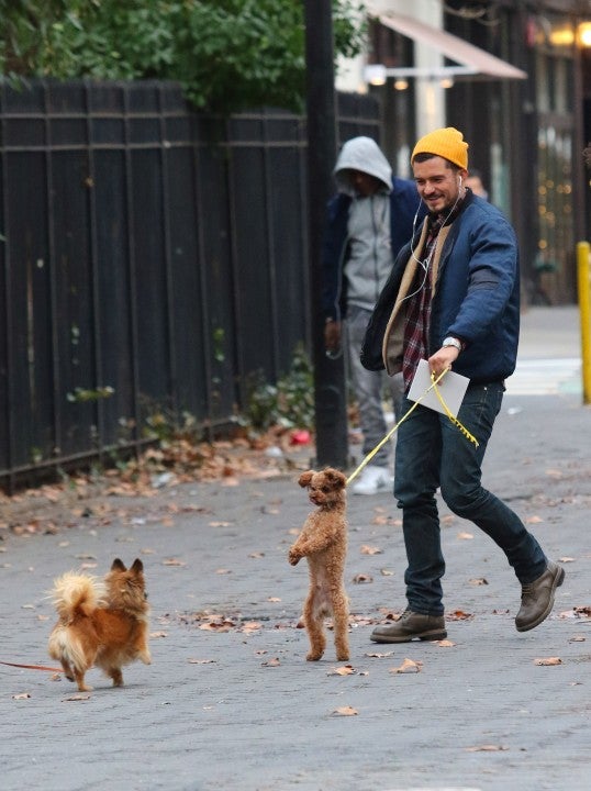 Orlando Bloom and his dog 