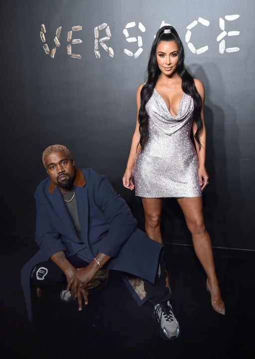 Kanye West and Kim Kardashian at Versace show