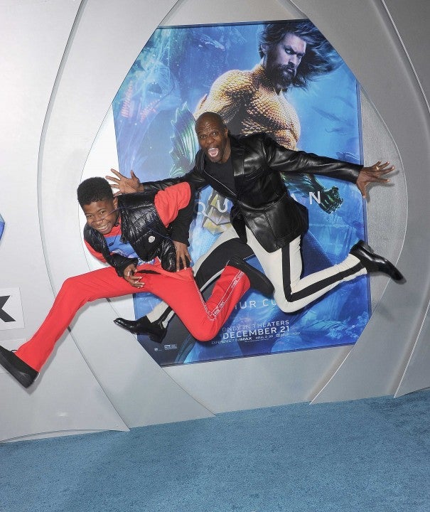 Terry Crews and son Isaiah at the premiere of 'Aquaman' at the Chinese Theatre in Hollywood on Dec. 12.