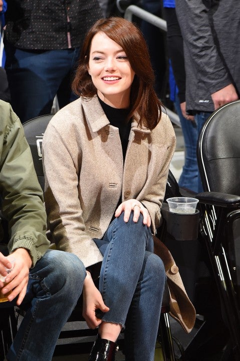 Emma Stone at Clippers game