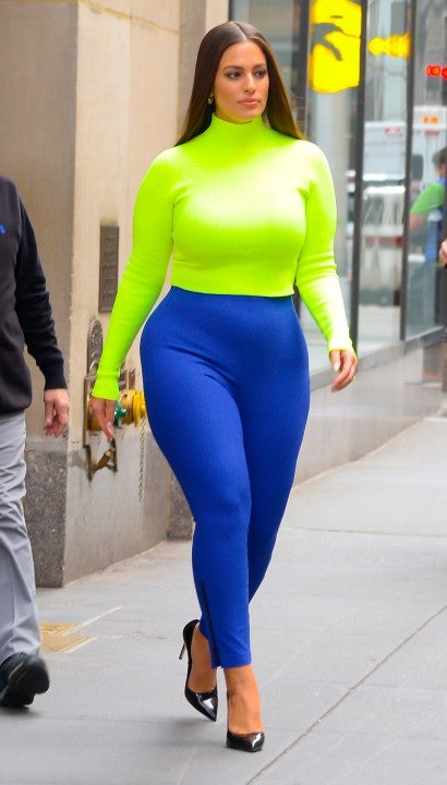 Ashley Graham in neon top in NYC