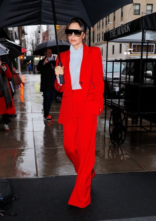 Victoria Beckham in red suit in nyc