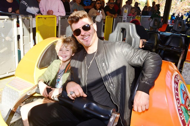 Robin Thicke and son Julian visit Knott's Berry Farm