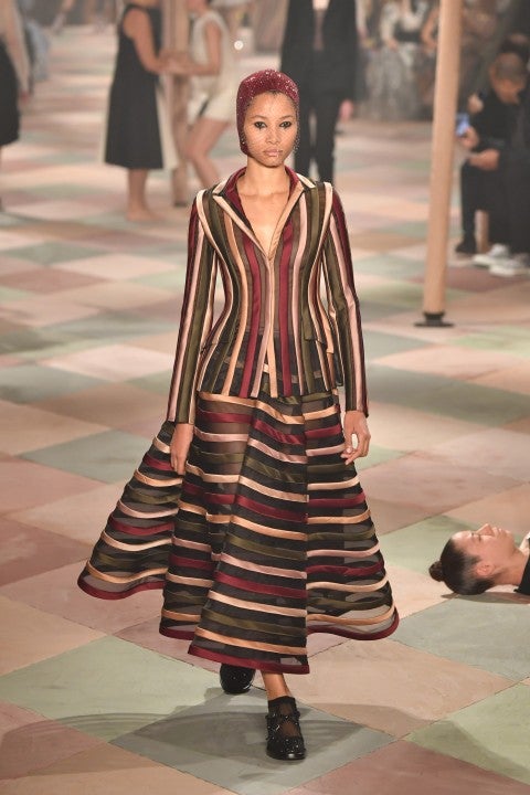 Dior spring 2019 couture striped jacket and full skirt