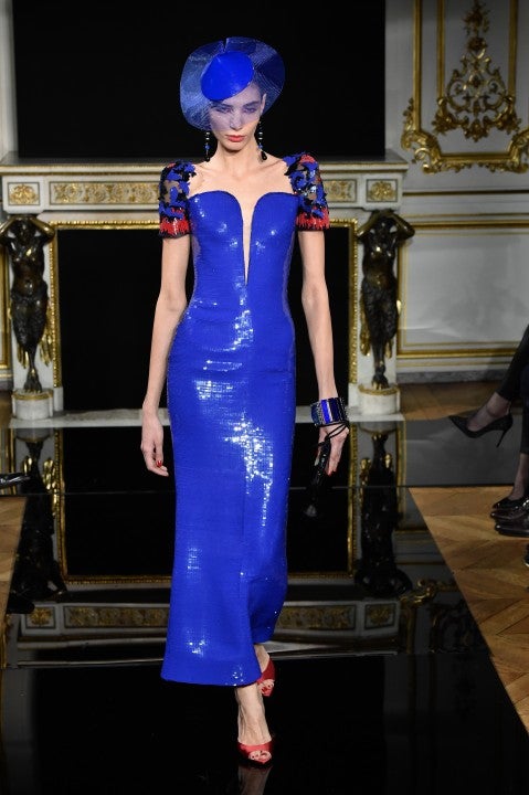 Armani Prive spring 2019 couture blue sequin dress