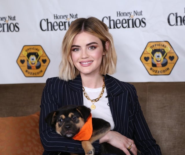 Lucy Hale with Honey Nut Cheerios