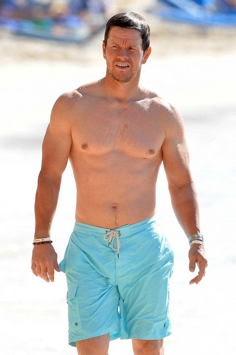 Mark Wahlberg on the beach in Barbados