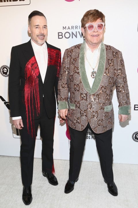 David Furnish and Elton John at elton viewing party