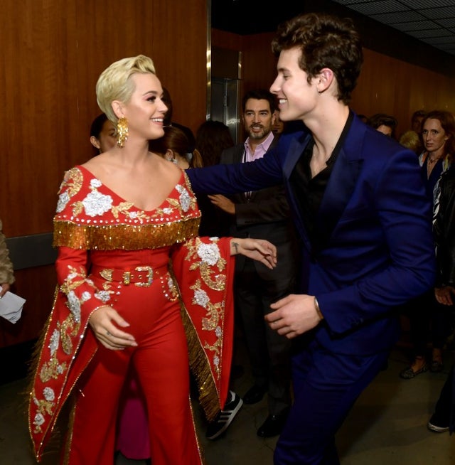 Katy Perry and Shawn Mendes backstage at 2019 grammys