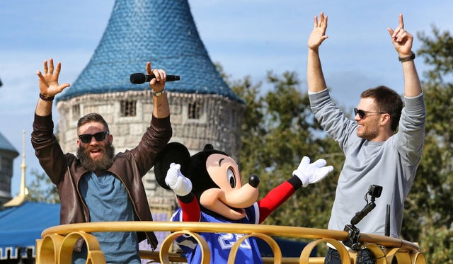 Julian Edelman, Mickey Mouse and Tom Brady at Walt Disney World