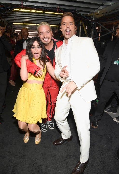 Camila Cabello, J Balvin and Ricky Martin backstage at 2019 grammys