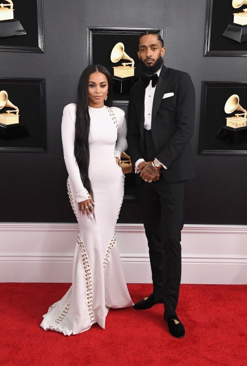 Lauren London and Nipsey Hussle at 2019 grammys