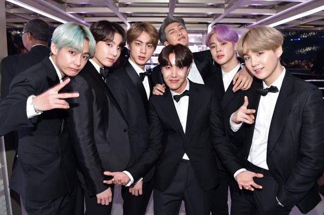 BTS backstage at the 61st Annual GRAMMY Awards