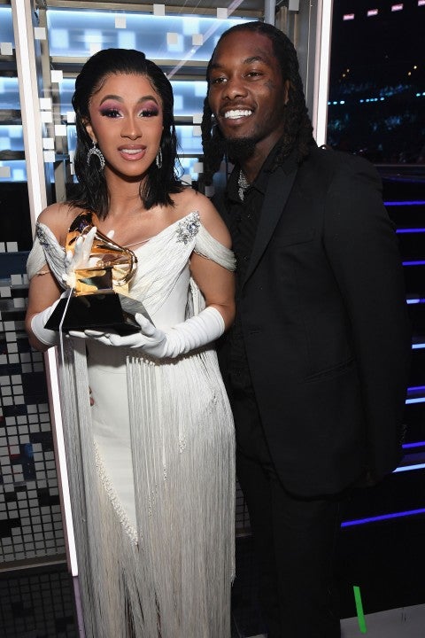 Cardi B and Offset backstage at 2019 grammys
